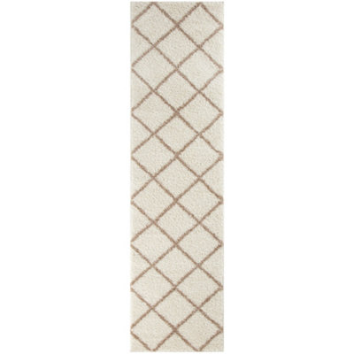 Myshaggy Collection Rugs Diamond Design in Ivory Beige  383 IB