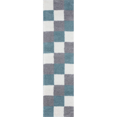 Myshaggy Collection Rugs Geometric Design  381 Duck Egg Blue