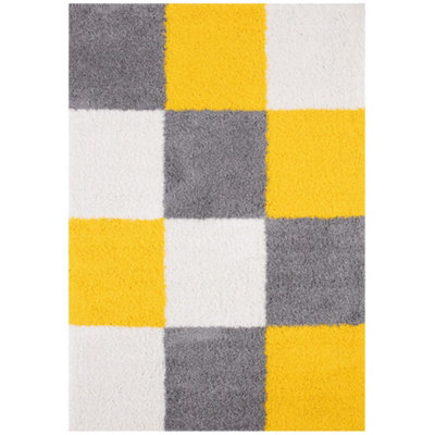 Myshaggy Collection Rugs Geometric Design  381 Yellow