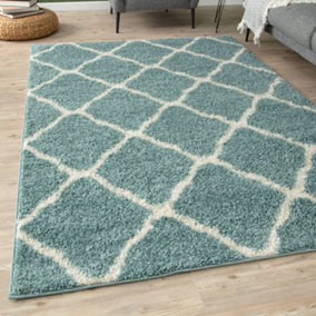Myshaggy Collection Rugs Moroccan Design in Duck Egg Blue  385DB