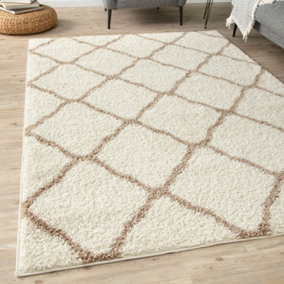 Myshaggy Collection Rugs Moroccan Design in Ivory Beige  385 IB