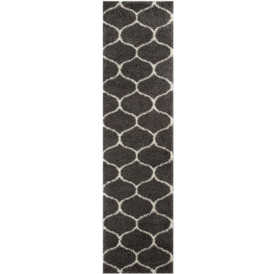 Myshaggy Collection Rugs Trellis Design in Dark Grey 384D