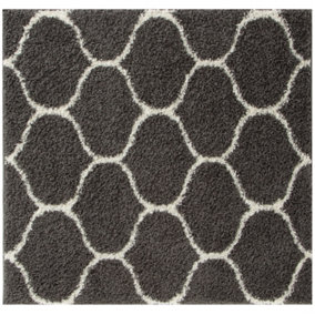 Myshaggy Collection Rugs Trellis Design in Dark Grey 384D