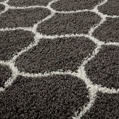 Myshaggy Collection Rugs Trellis Design in Dark Grey 384D