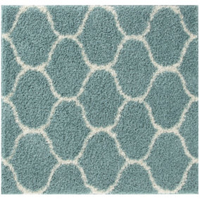 Myshaggy Collection Rugs Trellis Design in Duck Egg Blue  384DB