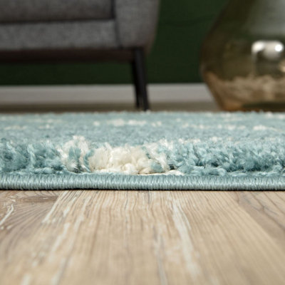 Myshaggy Collection Rugs Trellis Design in Duck Egg Blue 384DB