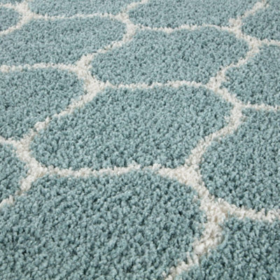 Myshaggy Collection Rugs Trellis Design in Duck Egg Blue  384DB