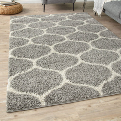 Myshaggy Collection Rugs Trellis Design in Grey 384 GI