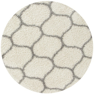 Myshaggy Collection Rugs Trellis Design in Ivory 384 IG