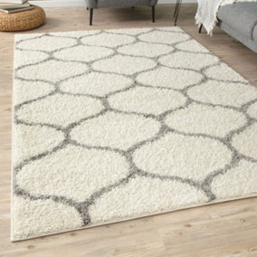 Myshaggy Collection Rugs Trellis Design in Ivory 384 IG