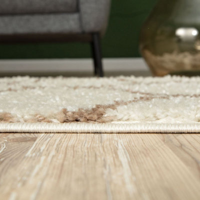 Myshaggy Collection Rugs Trellis Design in Ivory Beige 384 IB