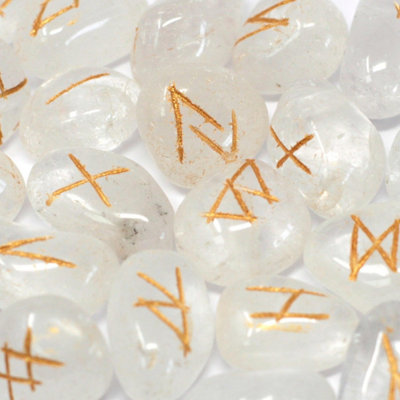 Mystical Rune Stone Set in Pouch - 25 Crystal Runes for Divination