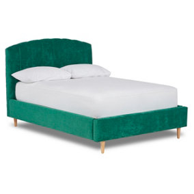 Mystoria Modern Fabric Bed Base Only 4FT6 Double- Brecon Emerald