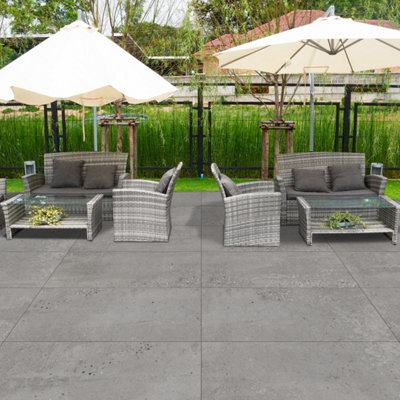 Mythos Matt Grey Concrete Effect Porcelain Outdoor Tile - Pack of 1, 0.72m² - (L)1200x(W)600