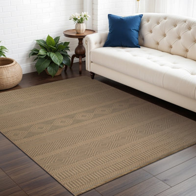 MYTHRI Cottage Tan Machine Washable Jute Area Rug 118 x 170 cm