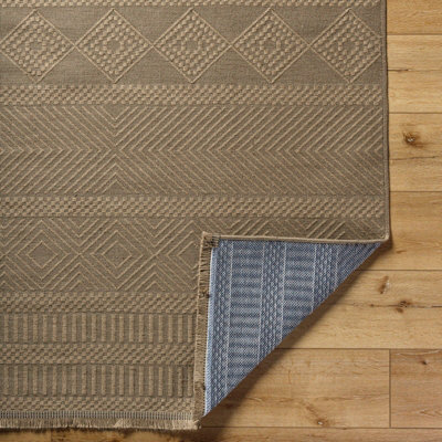 MYTHRI Cottage Tan Machine Washable Jute Area Rug 118 x 170 cm