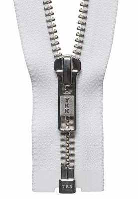 N/FREE O/E ZIP 30CM - Nickel Free Metal Open End Zip: 30cm: White - YKK