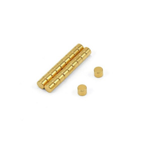 N35 Neodymium Magnet for Arts, Crafts, Model Making, Hobbies, Science - 5mm x 4mm thick - 0.66kg Pull - Gold Plated - Pack of 20
