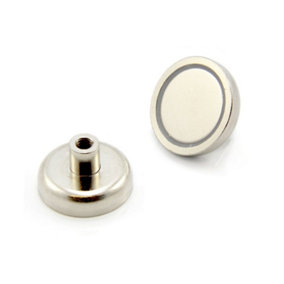 N42 Neodymium Pot Magnet for Engineering, Manufacturing, Hanging & Holding Applications - 32mm x 18mm x M6 thread - 36.4kg Pull