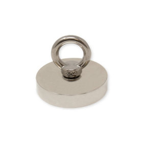 N42 Neodymium Pot Magnet with M10 Eyebolt for Magnet Fishing, Recovery & Treasure Hunting - 75mm x 15mm - 200kg Pull