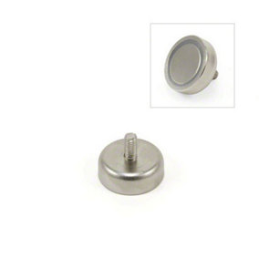 N42 Neodymium Pot Magnet with M4 Stud for Arts, Crafts, Model Making, Hobbies, Office & Home - 20mm dia x 7mm thick - 15.8kg Pull