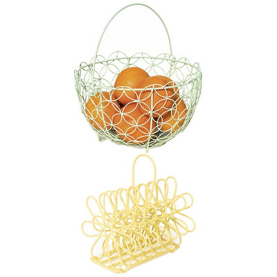 Nadiya Hussain Bread Basket & Toast Flower Rack Set Green/Yellow