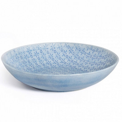 Nadiya Hussain Embossed Serving Bowl Blue DIY at B&Q
