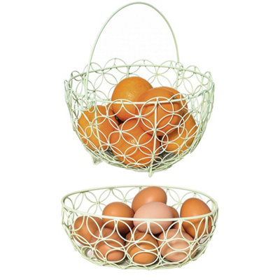 Nadiya Hussain Fruit/Bread & Egg Shaped Basket Set Green