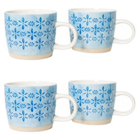 Nadiya Hussain Set of 4 Embossed Mug Blue