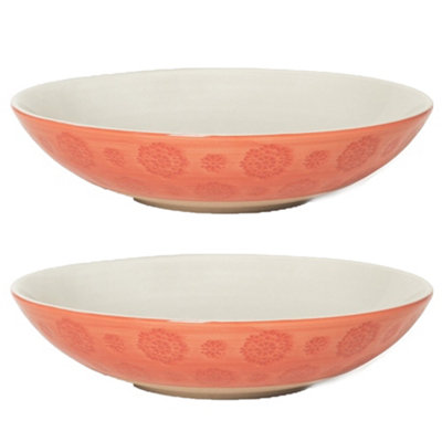 Nadiya Hussain Shallow Embossed Bowl Red Set of 2