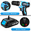 Naerok Cordless Drill 20V Electric Screwdriver Fast Charge 13 Pc Kit Li-Ion Battery Work Light & Charger Included