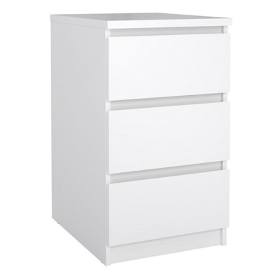 Naia Bedside 3 Drawers in White High Gloss