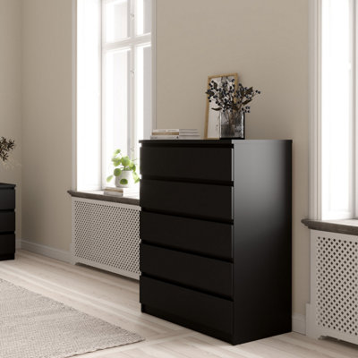 Naia Chest of 5 Drawers in Black Matt DIY at B&Q