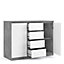 Naia Sideboard 4 Drawers 2 Doors in Concrete and White High Gloss