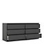 Naia Wide Chest of 6 Drawers (3+3) in Black Matt