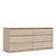 Naia Wide Chest of 6 Drawers (3+3) in Jackson Hickory Oak