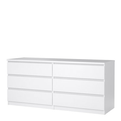Naia Wide Chest of 6 Drawers 3 3 in White High Gloss