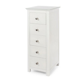 Nairn 5 drawer narrow chest, White