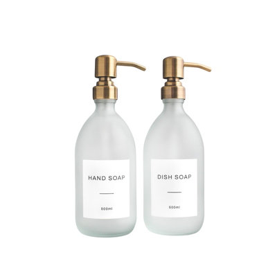 Namie Home Frosted White Glass Triple Dispenser Set of 2 For Hand Soap & Dish Soap With Pump and White Waterproof Label Price Comparisons | Compare The Build