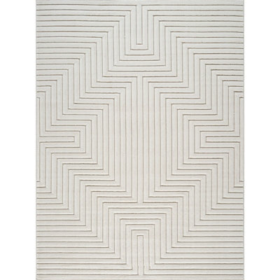 NAOKO In- & Outdoor 3D High & Low Pile Textured White Area Rug 160 x 220 cm
