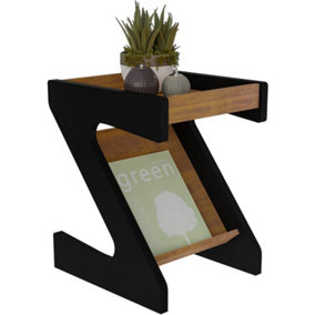 Naples Black and Pine Effect Finish Z Shaped Storage Side Table