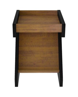 Naples Black and Pine Effect Finish Z Shaped Storage Side Table