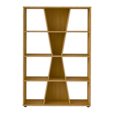 Naples Bookcase in Oak Effect Finish with Inlaid Centre Section