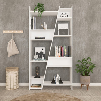 Naples Bookcase in White Painted Finish with Inlaid Centre Sections