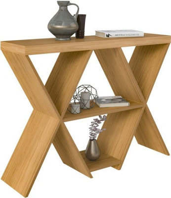 Naples Console Table Oak Effect Finish with Undershelves