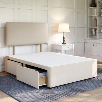 Naples Cream Platform Top Divan Bed Base 4FT Small Double with 4 ...
