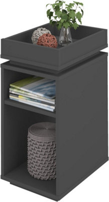 Naples Grey Painted Finish Storage Side Table 2 Tier Shelving