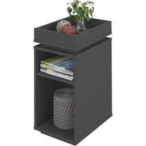 Naples Grey Painted Finish Storage Side Table 2 Tier Shelving