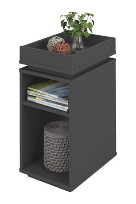Naples Grey Painted Finish Storage Side Table 2 Tier Shelving