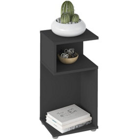 Naples Plant Stand Side Table Grey Painted Finish 2 Tier Storage Compartments
